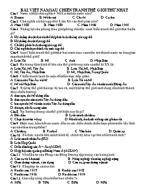 Đề cương ôn thi môn Lịch sử Lớp 9